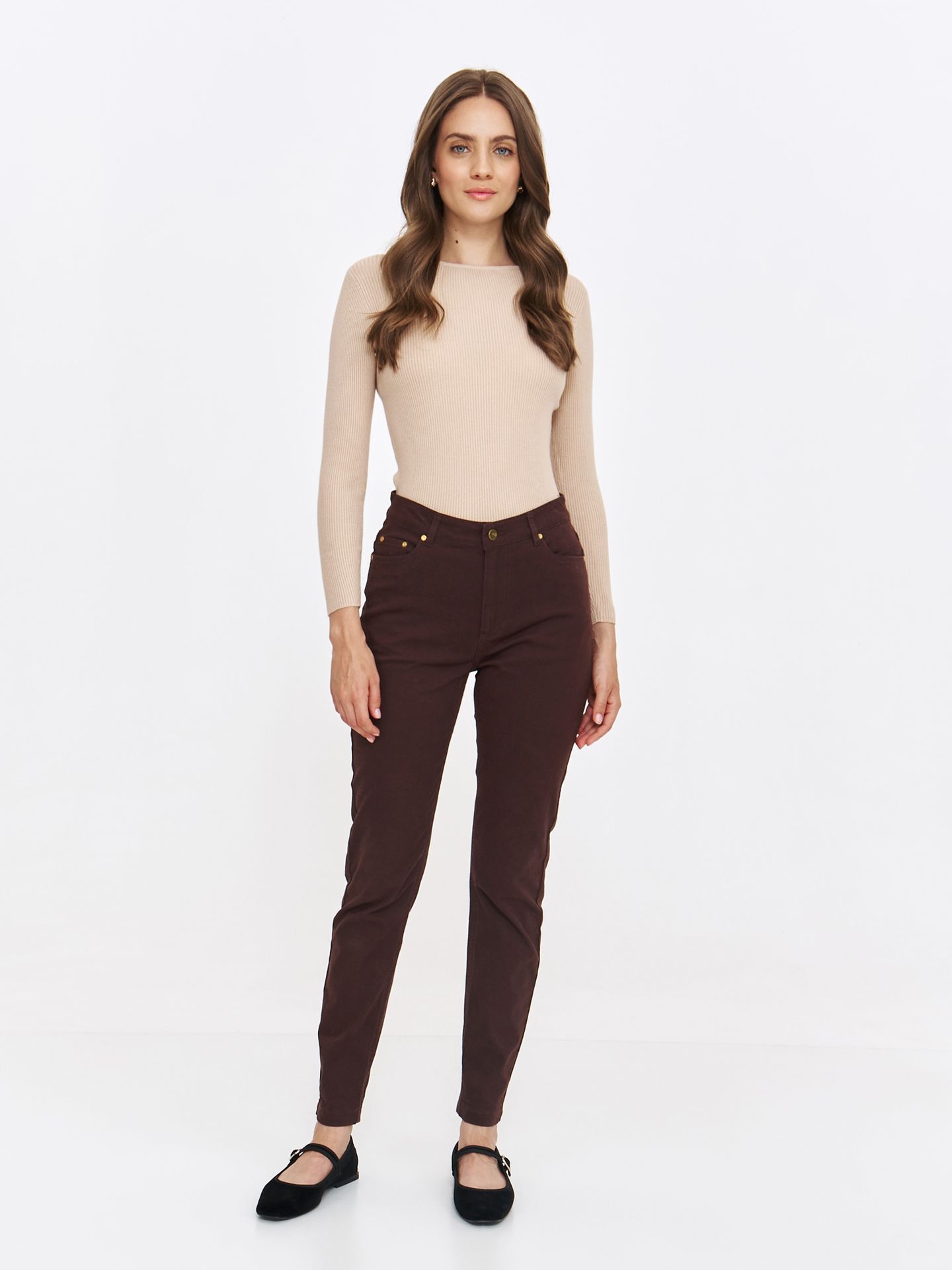 Brązowe rurki damskie TSKW24SPO448588X00 Top Secret