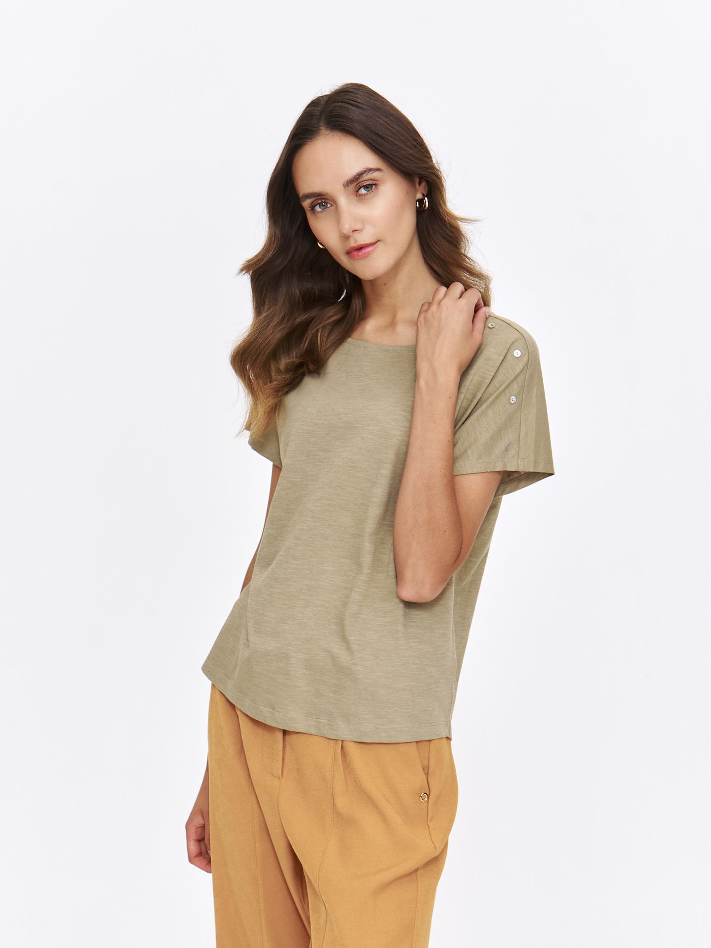 T-shirt damski jasnozielony - SPO6256JZ t-shirt krótki rękaw - TOP SECRET - Odzieżowy sklep internetowy TOP SECRET