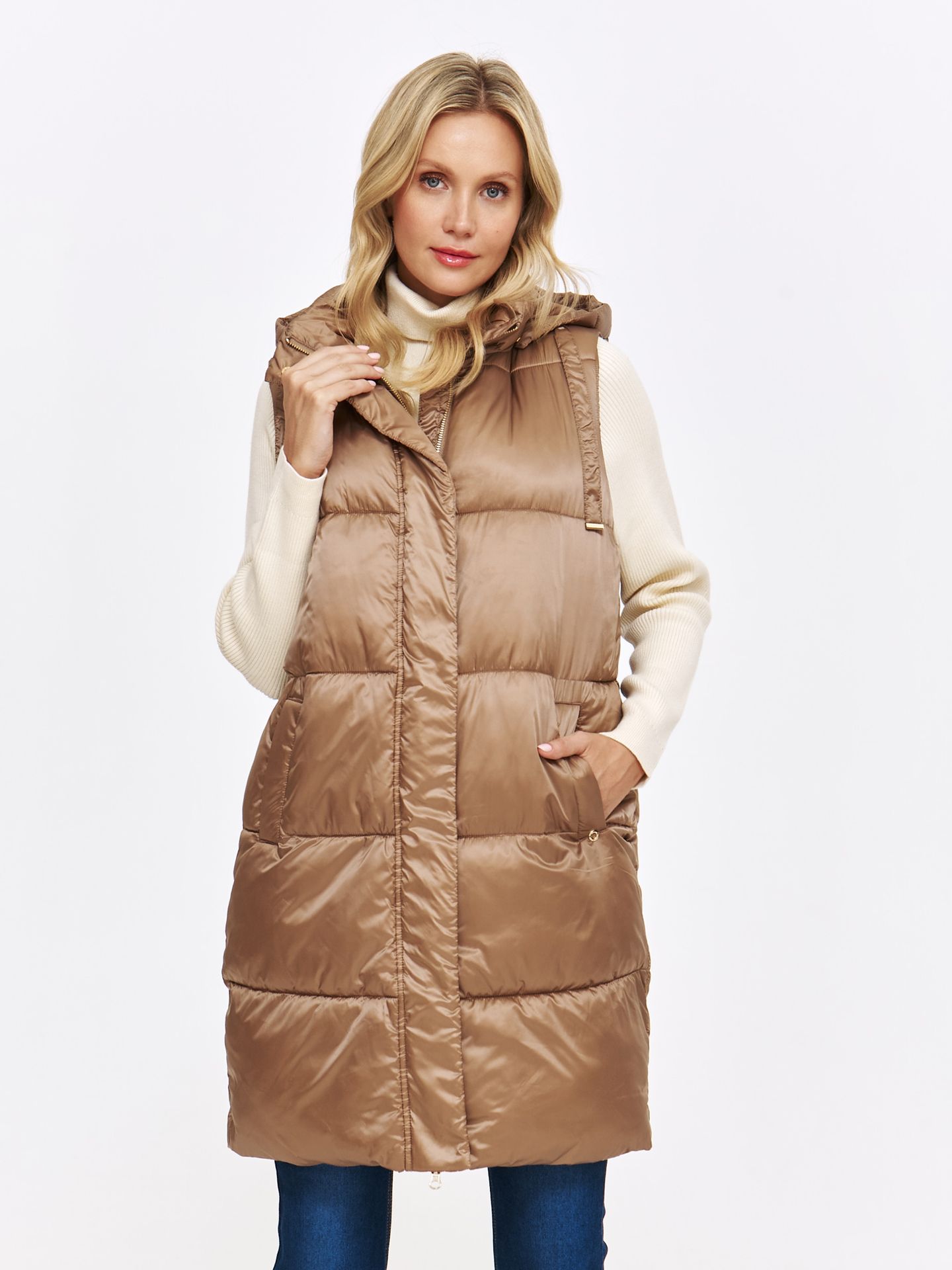 Kamizelka damska beżowa - SKA2812BE kamizelka - TOP SECRET - Odzieżowy sklep internetowy TOP SECRET