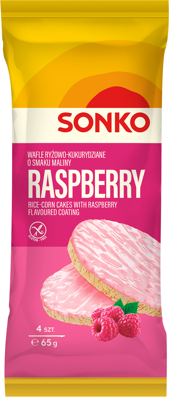 SONKO Wafle ryżowo-kukurydziane o smaku maliny 65g