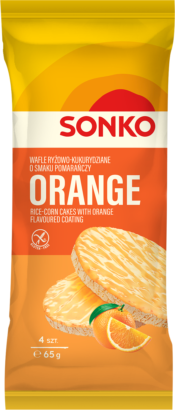 SONKO Wafle ryżowo-kukurydziane o smaku pomarańczy 65g