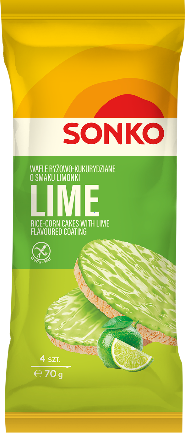 SONKO Wafle ryżowo-kukurydziane o smaku limonki 70g