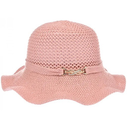 Kapelusz damski materiałowy z bawełną średnie rondo KAP-BB-1 różowy