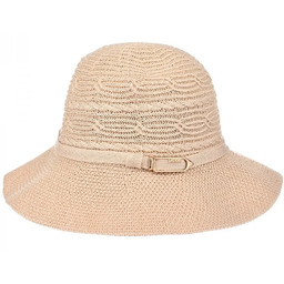 Kapelusz damski materiałowy z bawełną średnie rondo KAP-BB-2 beżowy