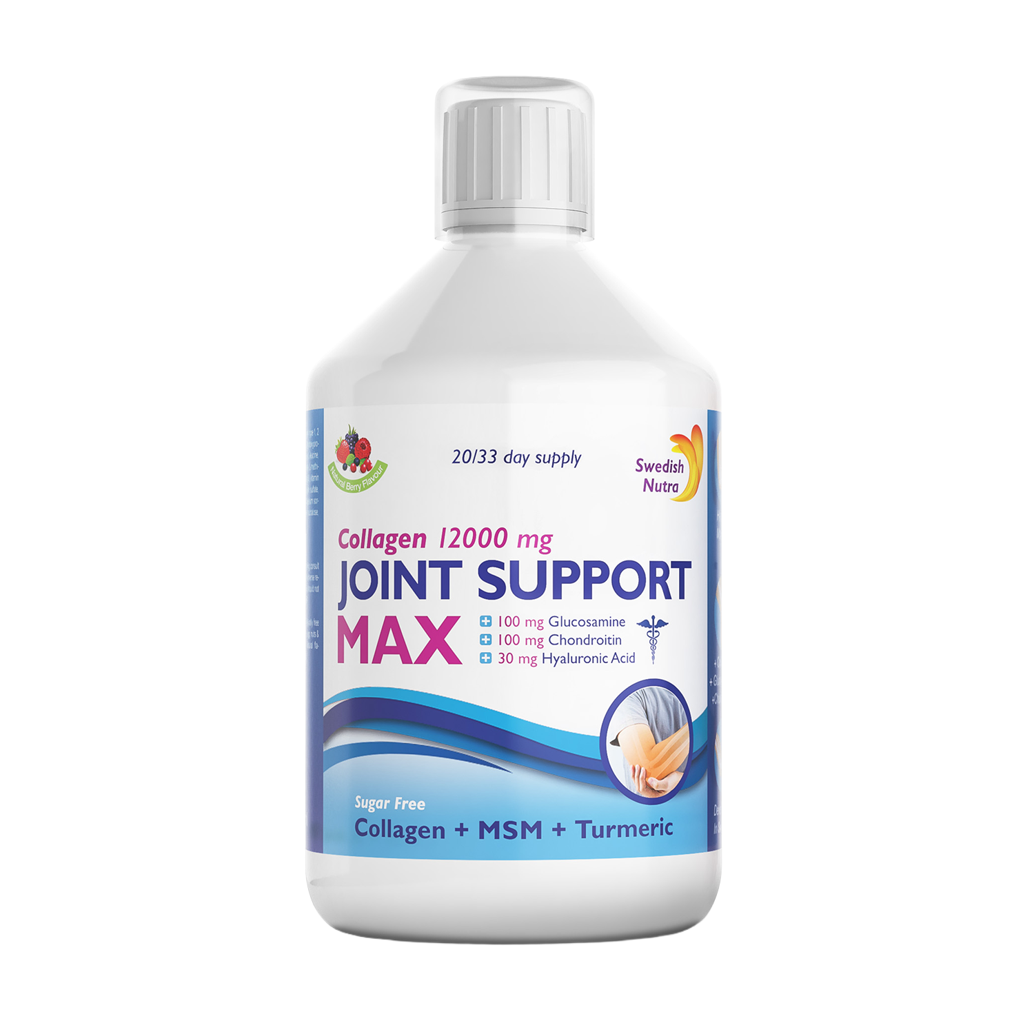 Swedish Nutra Collagen Joint Support Max 12000 mg, smak owoców leśnych, 500 ml