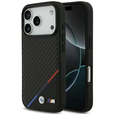 Etui BMW M Carbon Tricolor Line MagSafe do Apple iPhone 17 Pro Czarny