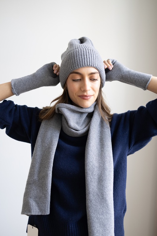Czapka Merino & cashmere szara
