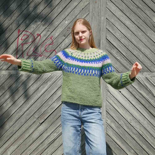 100% Merino sweter we wzory na drutach