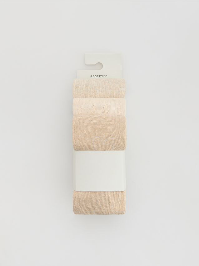 Reserved - Bawełniane rajstopy 3 pack - kremowy