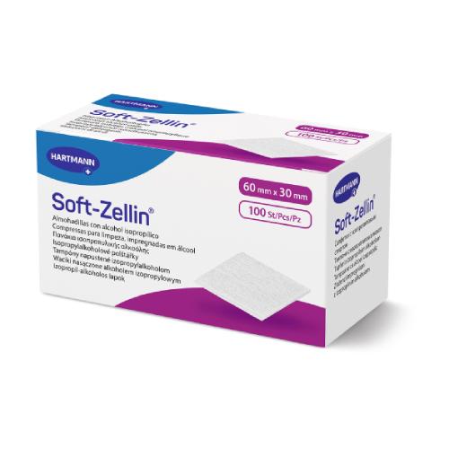 Hartmann Soft-Zellin Waciki nasączone alkoholem do przemywania skóry 60x30mm, 100 szt.