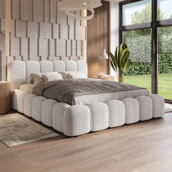 Łóżko tapicerowane z pojemnikiem SFG0180 160x200 Boucle Róż