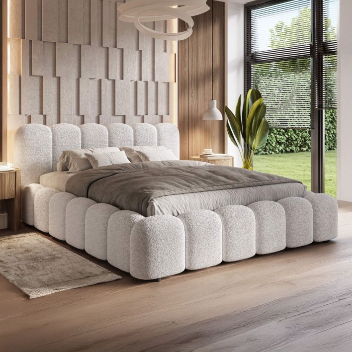 Łóżko tapicerowane z pojemnikiem SFG0180 180x200 Boucle Róż