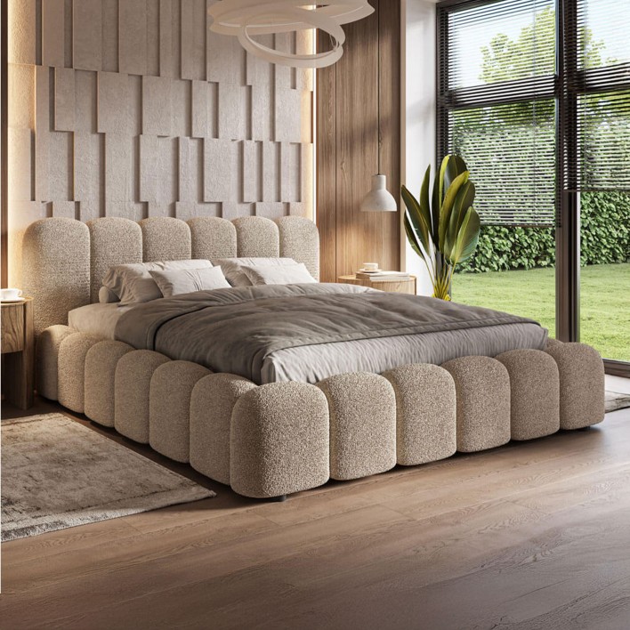 Łóżko tapicerowane z pojemnikiem SFG0180 180x200 Boucle Beż