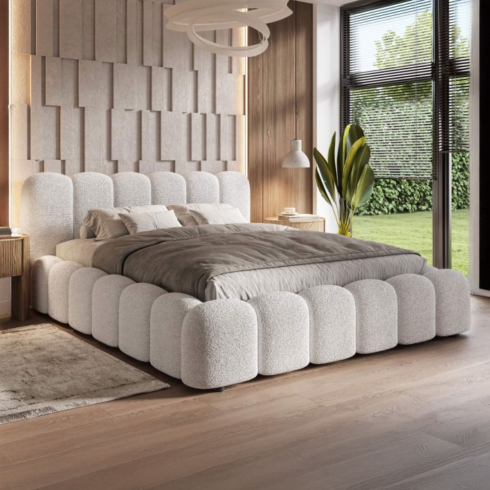 Łóżko tapicerowane z pojemnikiem SFG0179 180x200 Boucle Róż