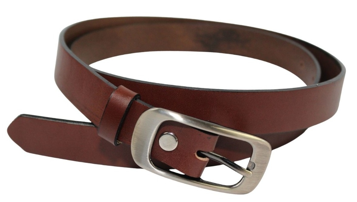 Pasek Damski Skórzany PAS-MAX (PL) Skóra Licowa EXTRA Gładki 25 mm BRĄZOWY k506