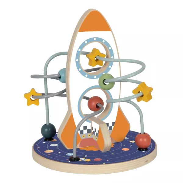 Tooky Toy: Drewniana ścieżka dla kulek w formie rakiety
