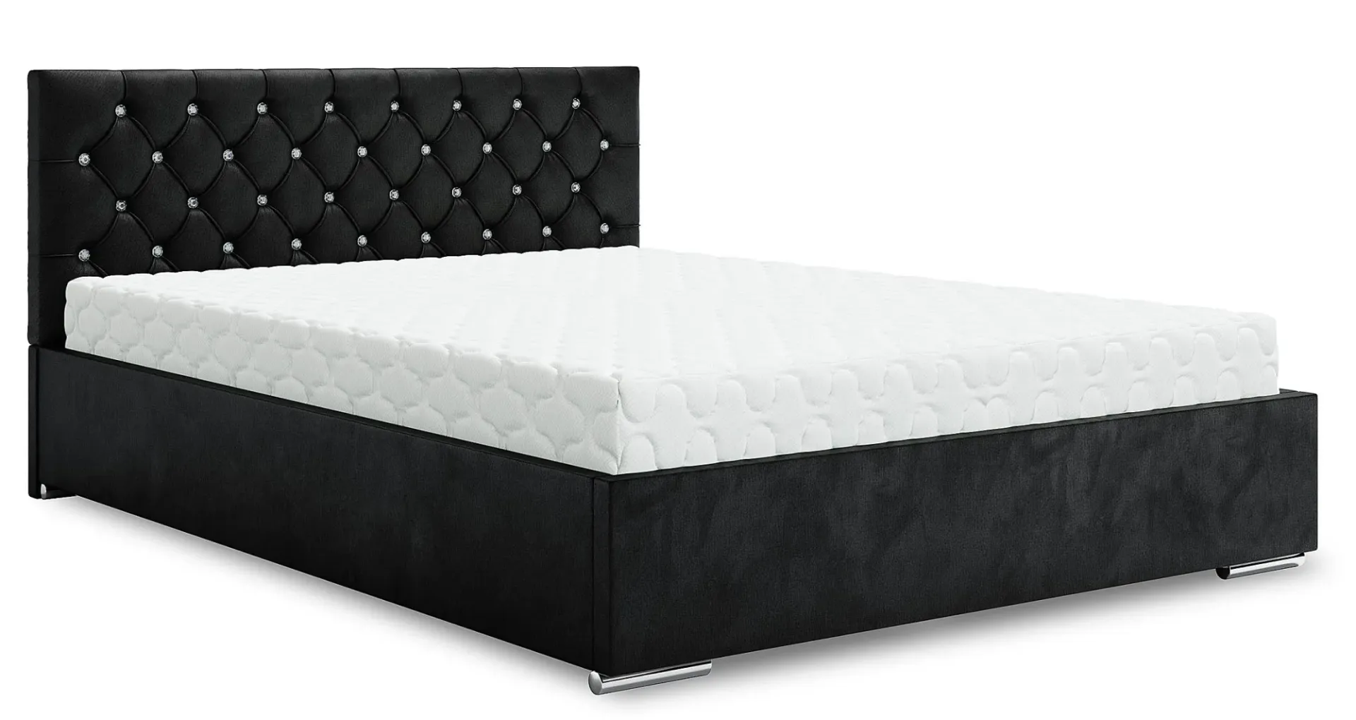 Czarne łóżko welurowe w stylu glamour 6 rozmiarów W8-K68