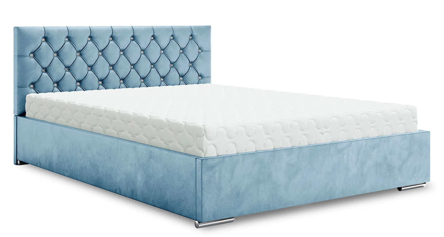 Niebieskie łóżko w stylu glamour 6 rozmiarów S2-L89