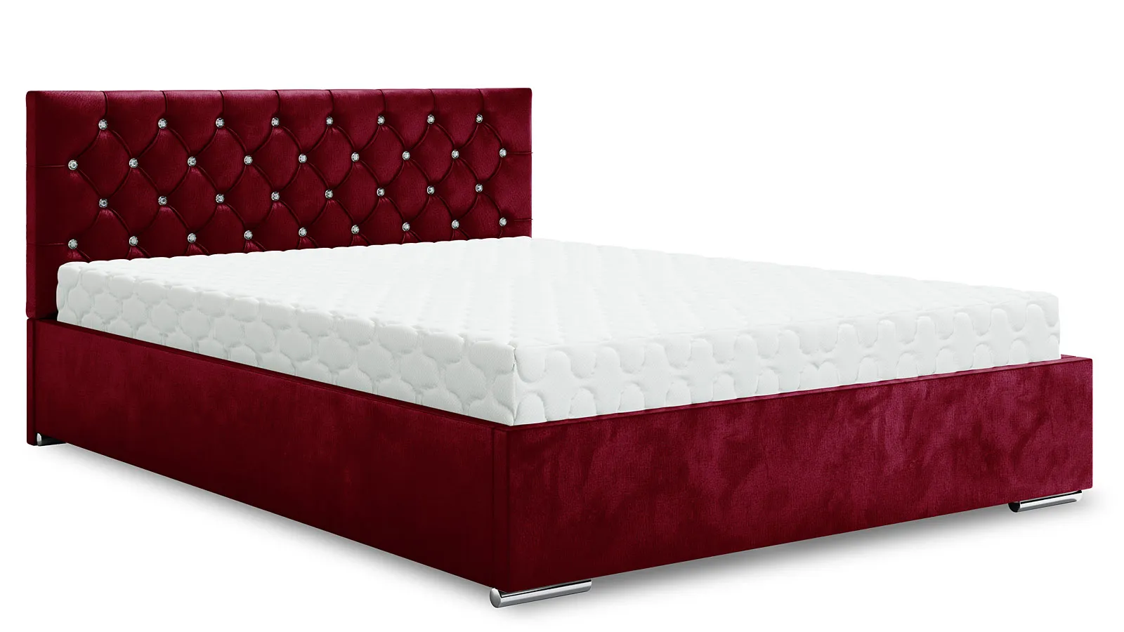 Czerwone welurowe łóżko z pojemnikiem 6 rozmiarów L7-T34