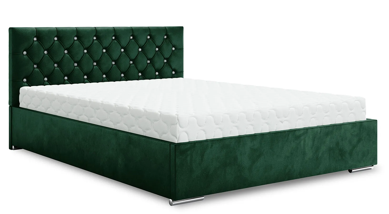 Zielone łóżko pikowane w stylu glamour 6 rozmiarów W5-H38