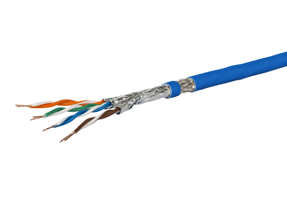 METZ CONNECT 1308427B34145 kabel sieciowy Niebieski 100 m Cat7a S/FTP (S-STP)