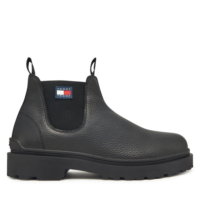 Sztyblety Tommy Jeans Tjm Chelsea Leather Wl EM0EM01670 Czarny