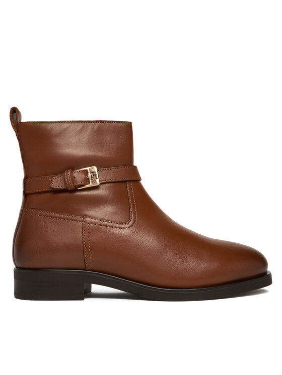 Tommy Hilfiger Botki Th Buckle Riding Leather Bootie FW0FW08781 Brązowy