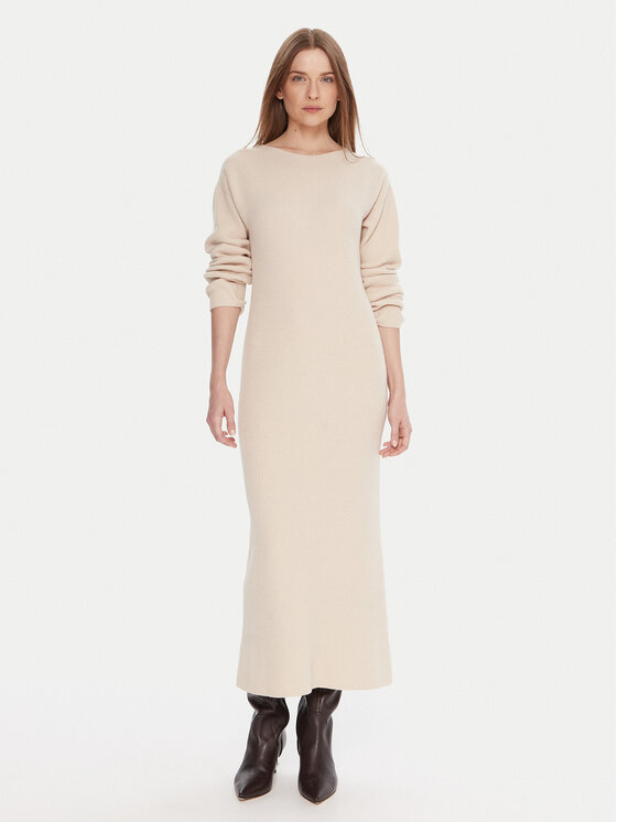 Kontatto Sukienka dzianinowa 3M0879C Beżowy Regular Fit