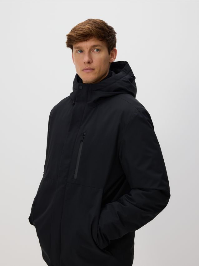 Reserved - Gładka kurtka z kapturem - czarny