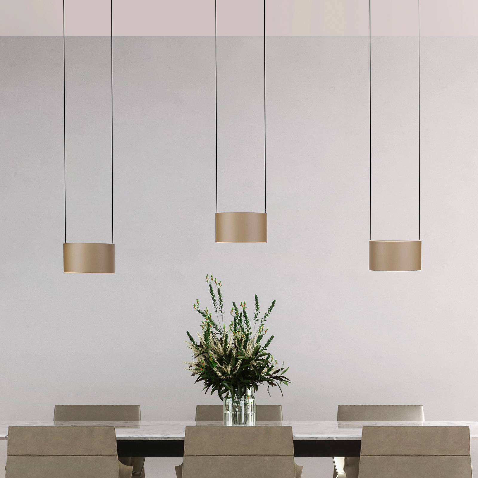 PURE Lampa wisząca Clipse, możliwość ściemniania, brązowy / mosiężny, salon / jadalnia, metal, nowoczesny