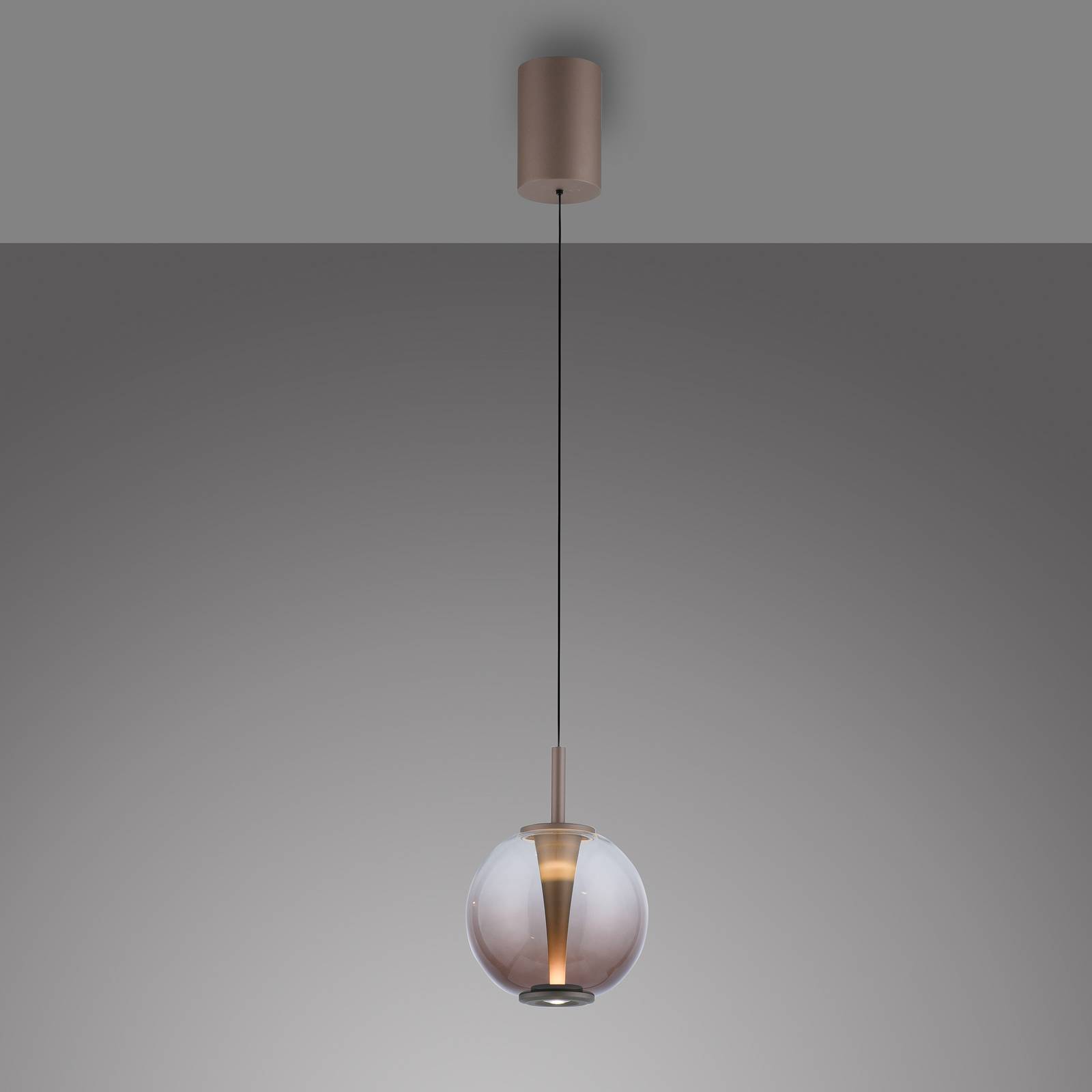 PURE Lampa wisząca designerska Infinity, możliwość ściemniania, brązowy / mosiężny, salon / jadalnia, szkło