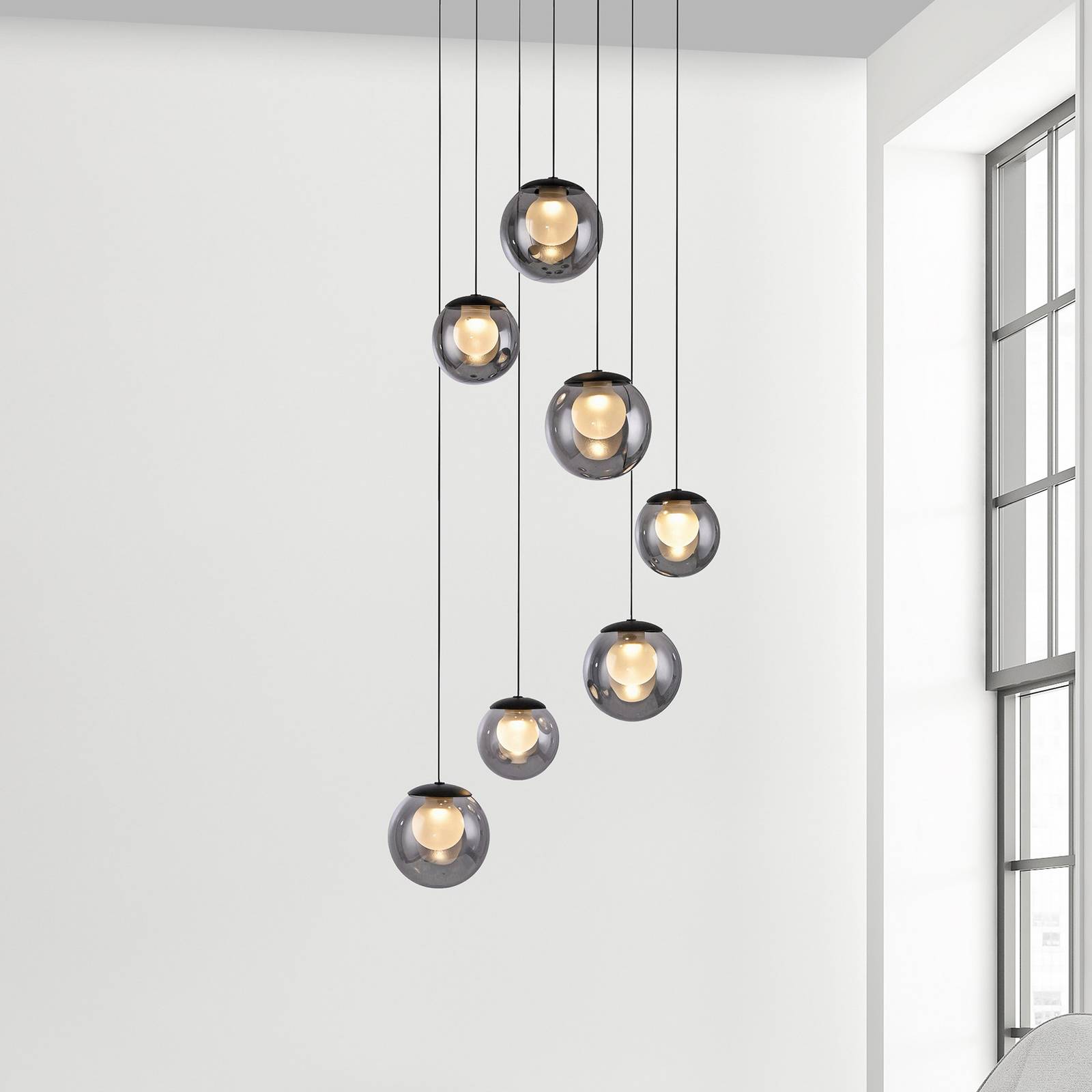 PURE Lampa wisząca Popup, możliwość ściemniania, aluminiowy / szary / cynkowy, salon / jadalnia, aluminium