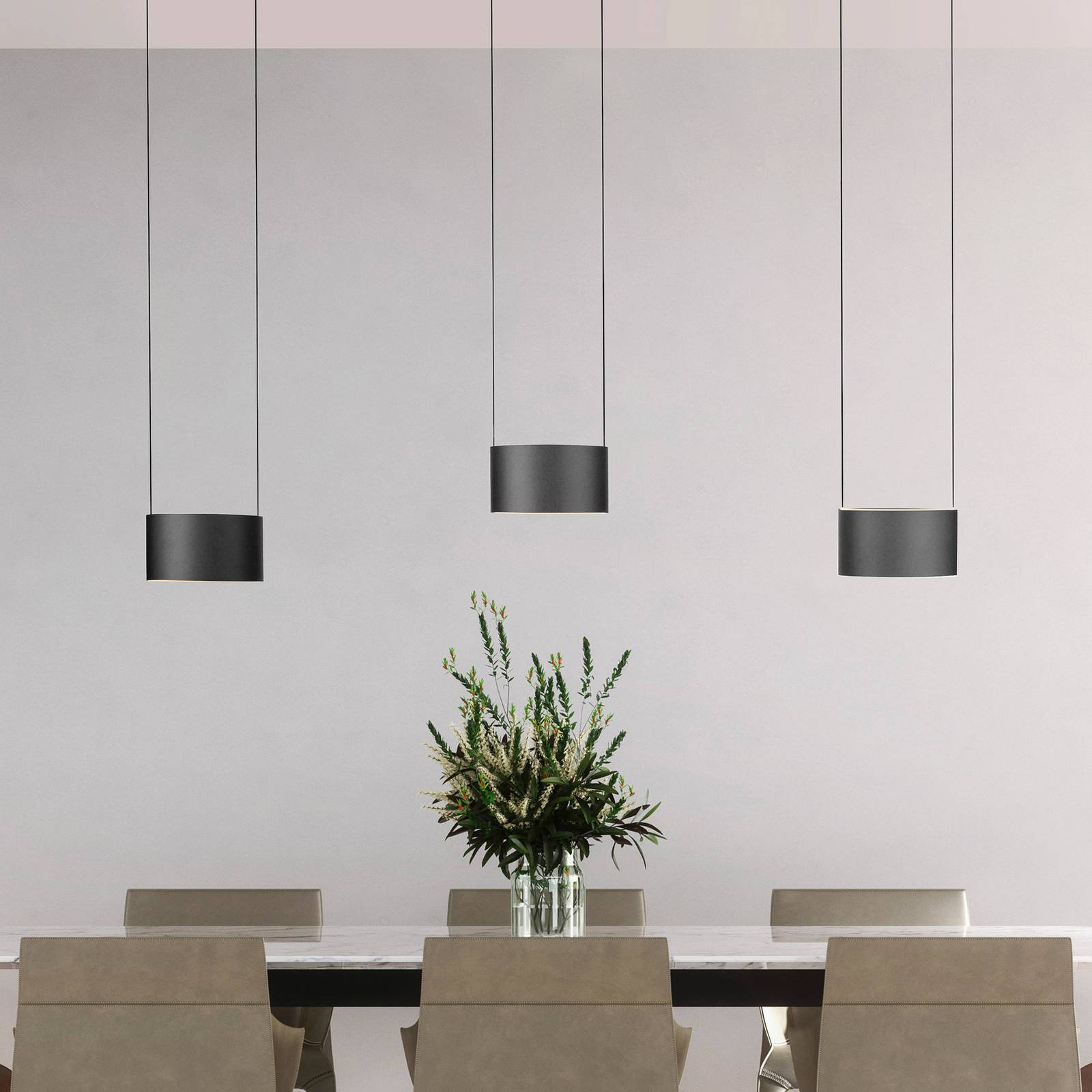 PURE Lampa wisząca Clipse, możliwość ściemniania, aluminiowy / szary / cynkowy, salon / jadalnia, metal, nowoczesny