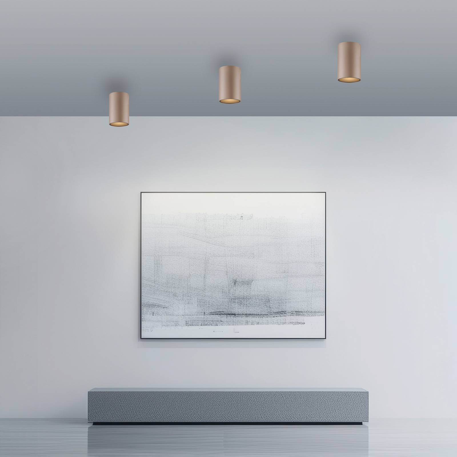 PURE Lampa sufitowa Point, możliwość ściemniania, brązowy / mosiężny, łazienka, metal, nowoczesny