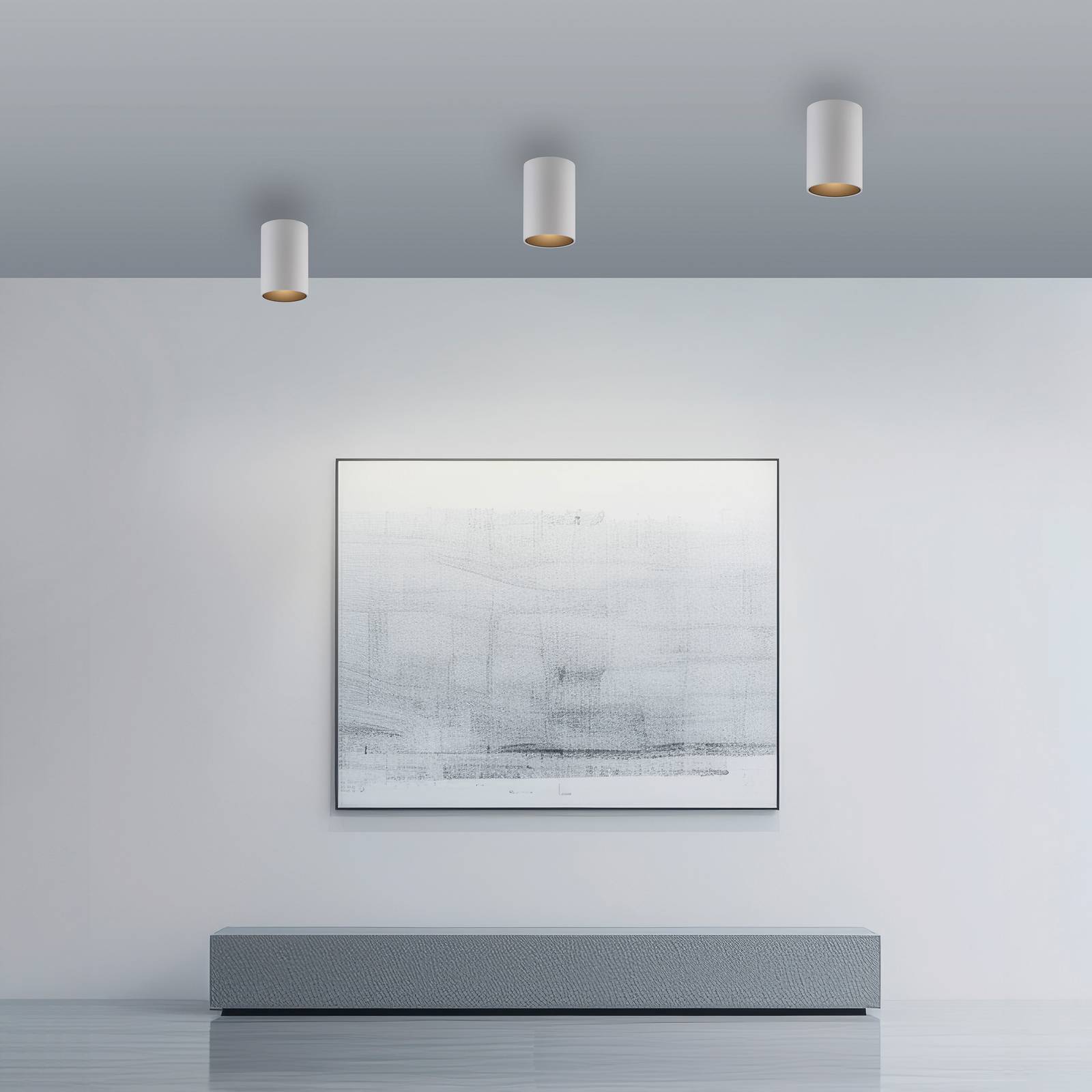 PURE Lampa sufitowa Point, możliwość ściemniania, biały / opal, łazienka, metal, nowoczesny