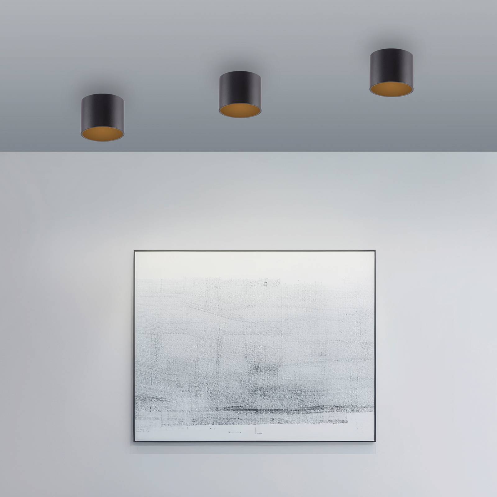 PURE Lampa sufitowa Point, możliwość ściemniania, czarny, łazienka, metal, nowoczesny