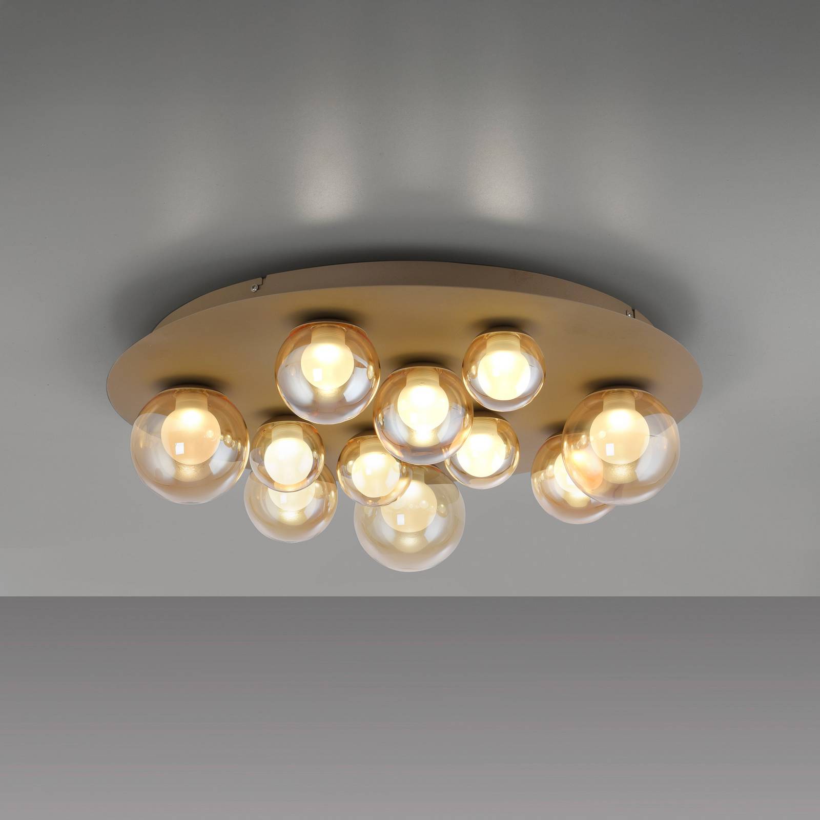 PURE Lampa sufitowa LED Popup, możliwość ściemniania, brązowy / mosiężny, salon / jadalnia, metal