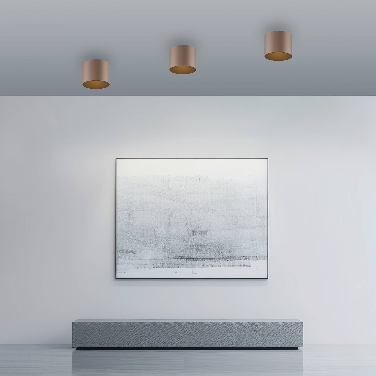 PURE Lampa sufitowa Point, możliwość ściemniania, brązowy / mosiężny, łazienka, metal, nowoczesny
