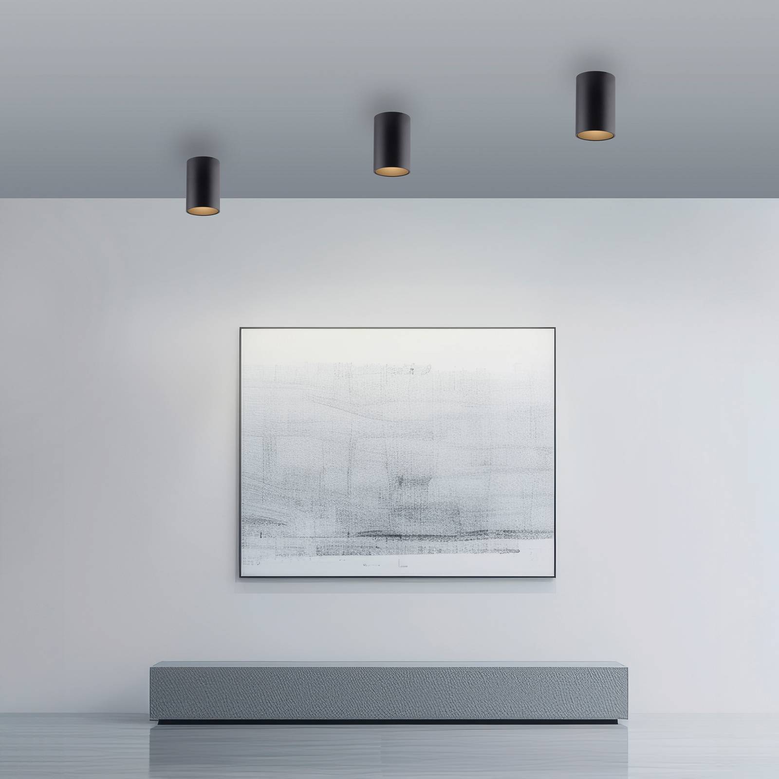 PURE Lampa sufitowa Point, możliwość ściemniania, czarny, łazienka, metal, nowoczesny