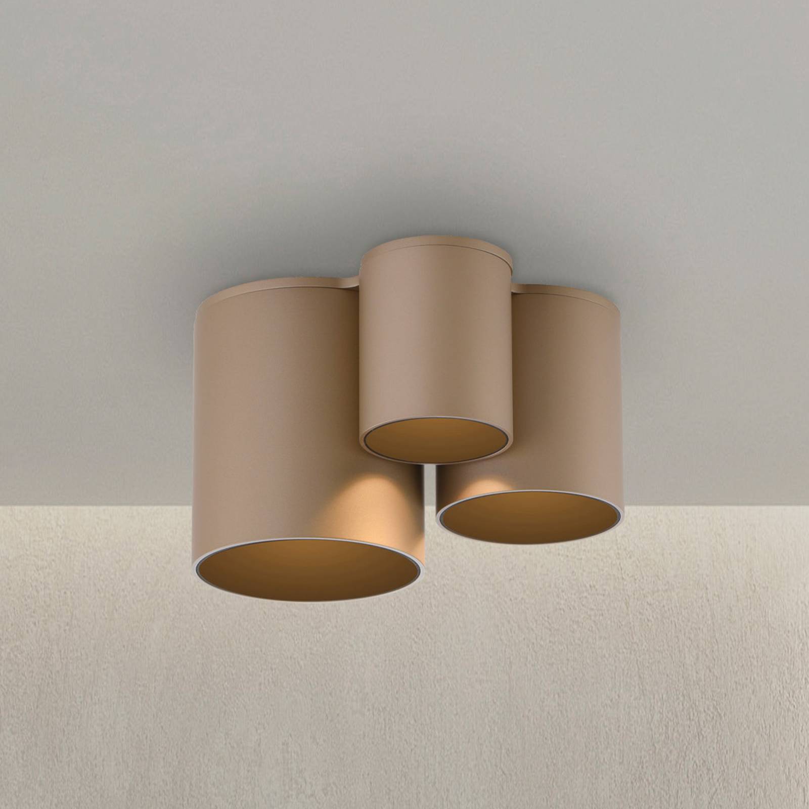 PURE Lampa sufitowa Point, możliwość ściemniania, brązowy / mosiężny, łazienka, metal, nowoczesny