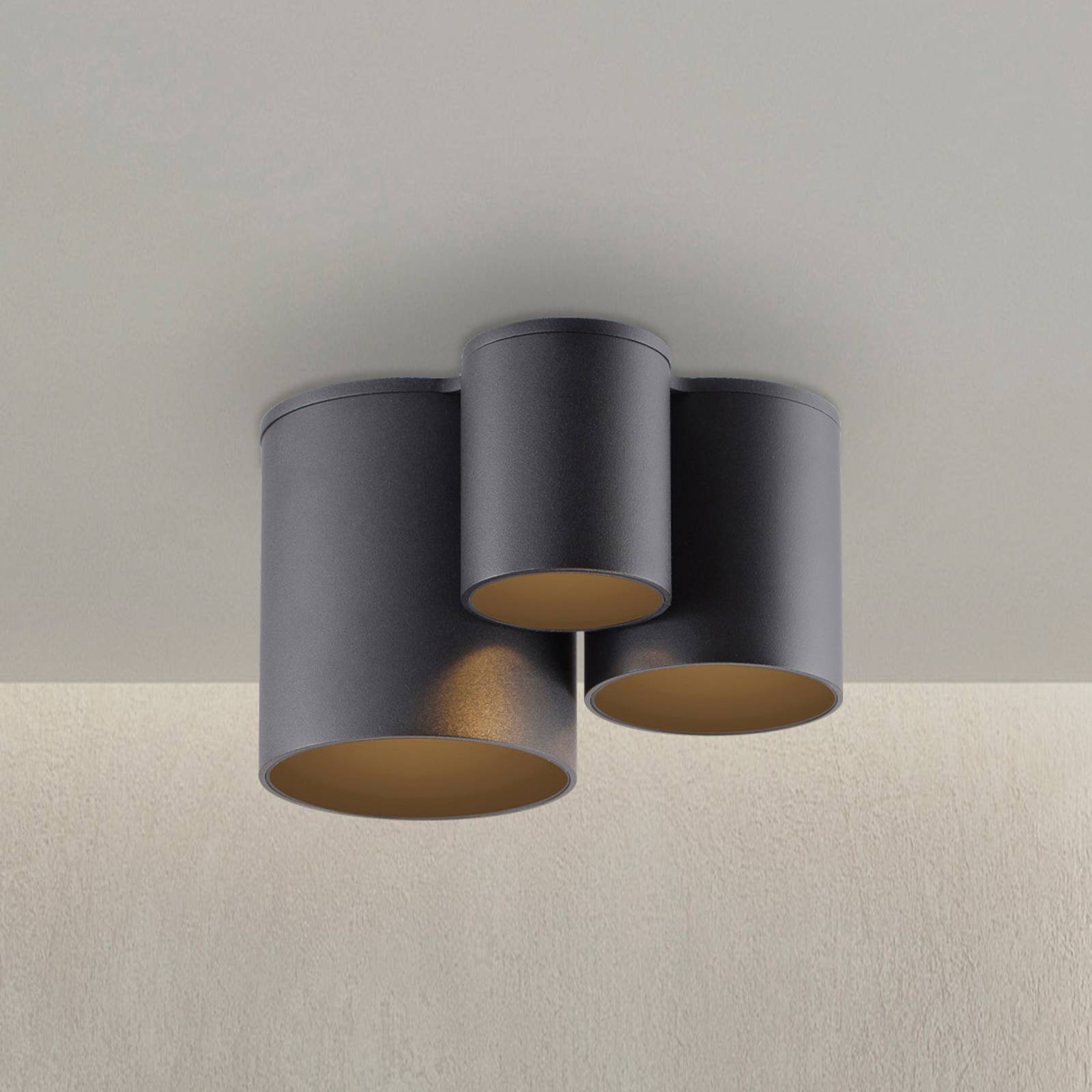 PURE Lampa sufitowa Point, możliwość ściemniania, czarny, łazienka, metal, nowoczesny