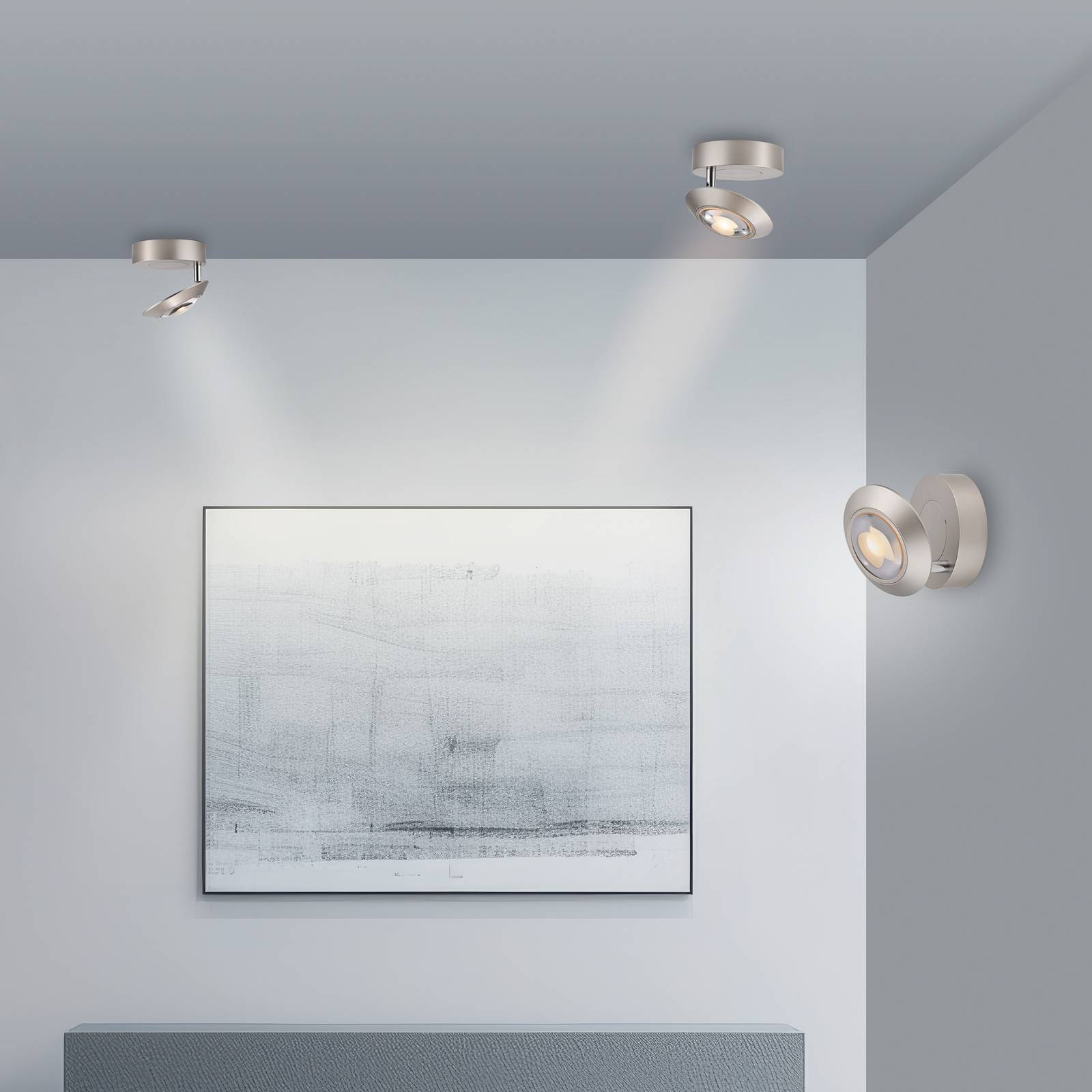 PURE Lampa sufitowa LED Oculis, możliwość ściemniania, chromowy / srebrny, salon / jadalnia, nowoczesny