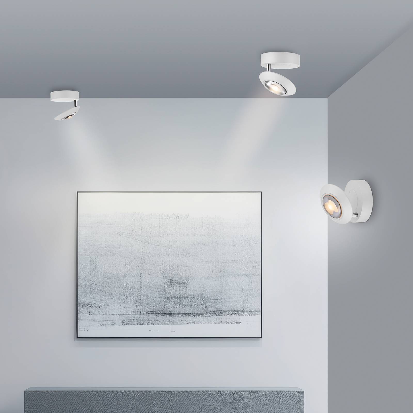 PURE Lampa sufitowa LED Oculis, możliwość ściemniania, biały / opal, salon / jadalnia, nowoczesny