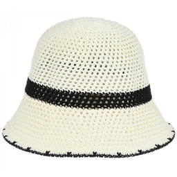 Kapelusz damski bucket materiałowy ażurowy mały jesienny KAP-S-4 biały