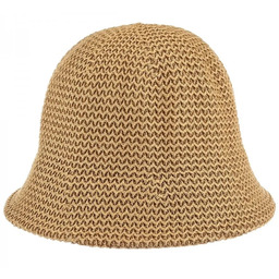 Kapelusz damski bucket materiałowy pleciony mały jesienny KAP-S-2 ciemny beż