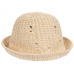 Kapelusz damski bucket materiałowy pleciony mały jesienny KAP-S-3 beżowy