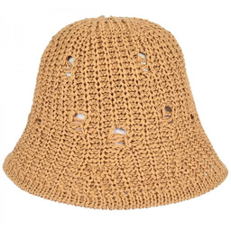 Kapelusz damski bucket materiałowy pleciony mały jesienny KAP-S-3 ciemny beż