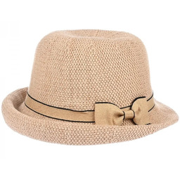 Kapelusz damski melonik materiałowy z bawełną jesienny KAP-BB-3 beżowy
