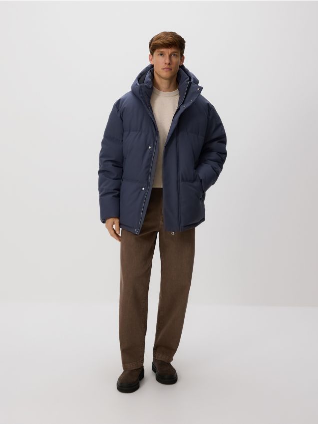Reserved - Pikowana kurtka z kapturem - granatowy