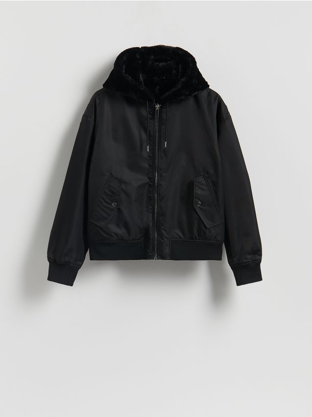 Reserved - Dwustronna kurtka bomberka - czarny